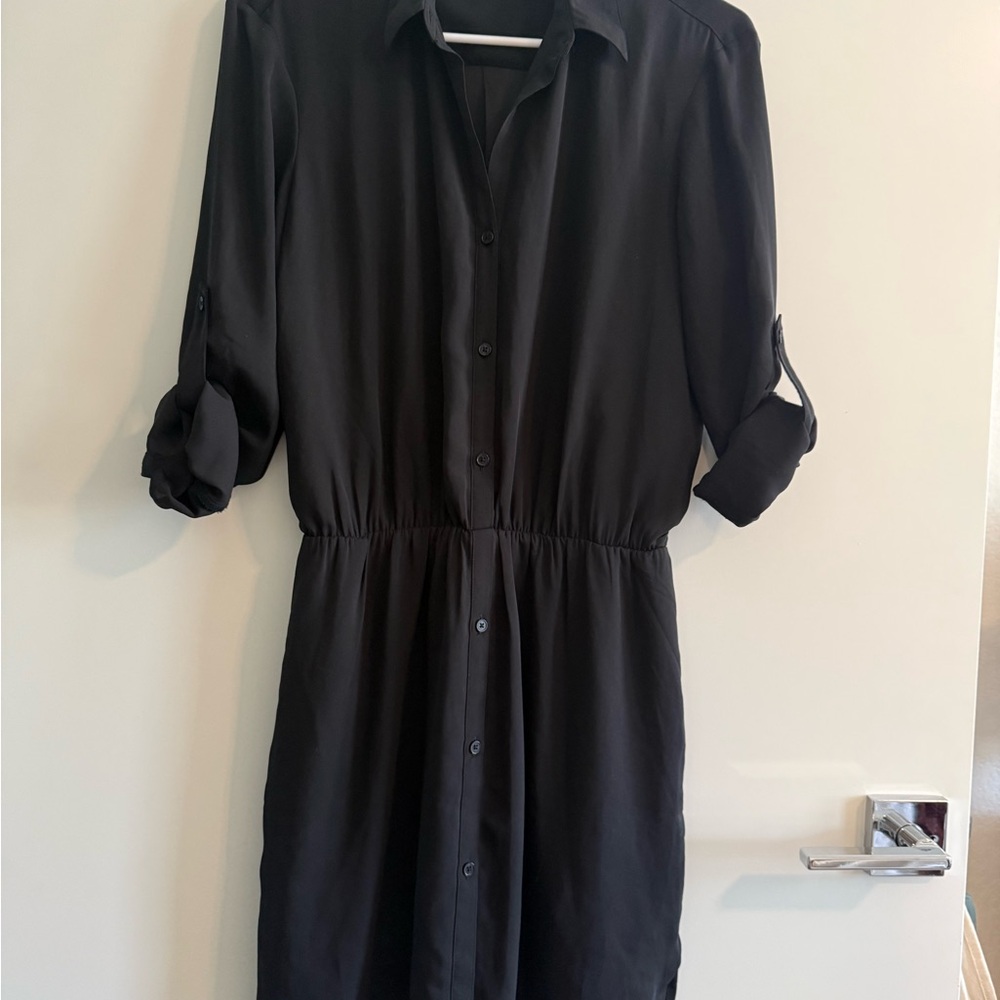 Express Black Long Sleeve Shirt Dress - Small